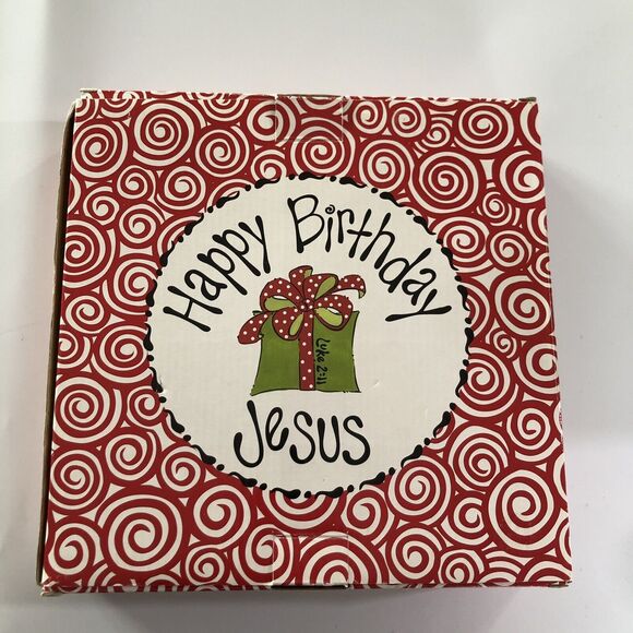 Burton Burton Christmas Picture Frame Happy Birthday Jesus Red White Ceramic New - Picture 7 of 9